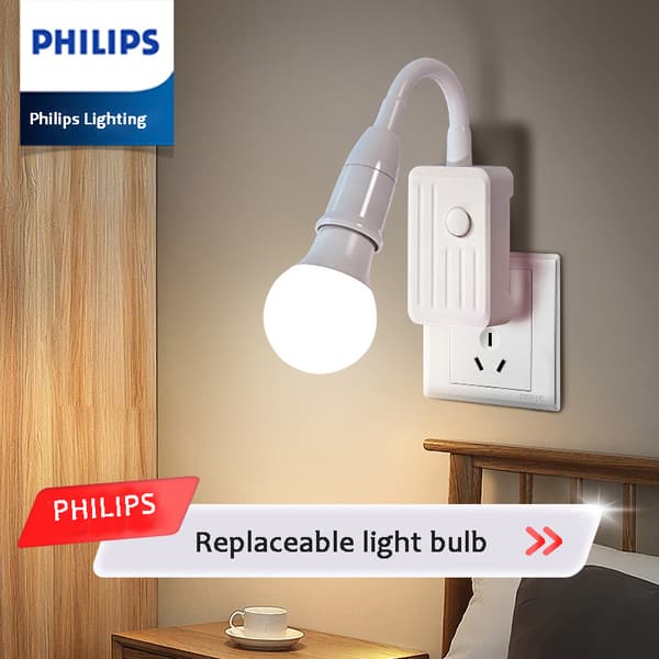 Philips LED-pære til husholdningsbrug med kontakt, superlysstærk og energibesparende væglampe