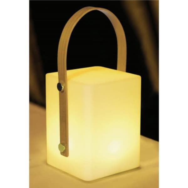 TIKY Sladdlös Lykta med Bambuhandtag - Dimbar Varmvit/Flerfärgad LED - H27cm