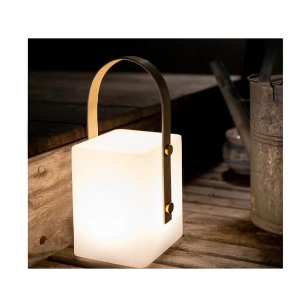 TIKY Sladdlös Lykta med Bambuhandtag - Dimbar Varmvit/Flerfärgad LED - H27cm