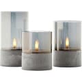 Pikkukuva 3 / 6: 3 BRILLIANT LED CANDLE -pöytävalaisimen setti - 2500K - Muovia ja lasia - Harmaa ja savulasi