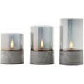 Pikkukuva 2 / 6: 3 BRILLIANT LED CANDLE -pöytävalaisimen setti - 2500K - Muovia ja lasia - Harmaa ja savulasi