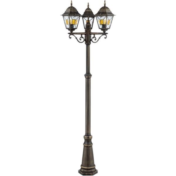 JANEL ulkolattiavalaisin - BRILLIANT - mustakultainen - metalli/lasi - 3x60W - IP44