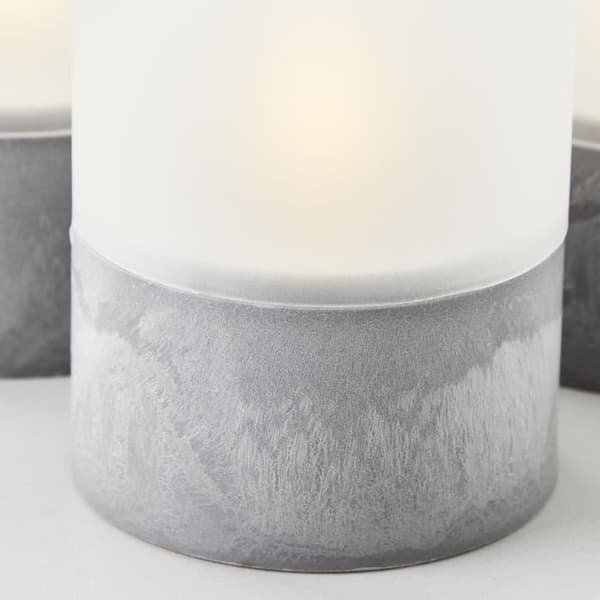 Lot 3 BRILLIANT CANDLE LED-bordslampor - 2500K - Plast och glas - Grå och mattvit