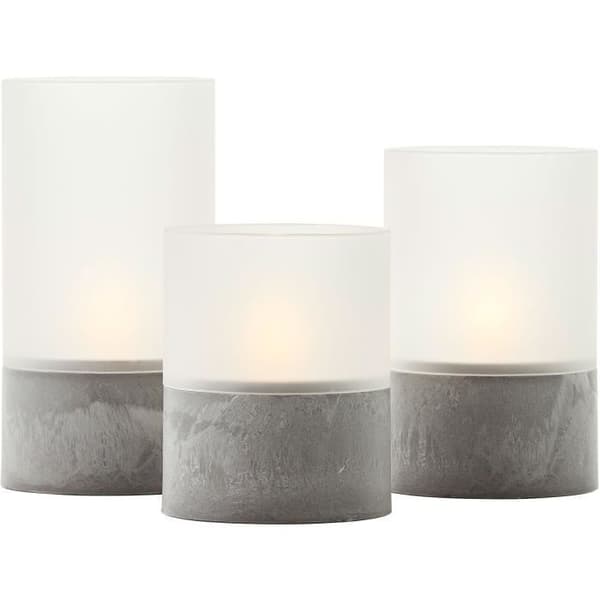 Lot 3 BRILLIANT CANDLE LED-bordslampor - 2500K - Plast och glas - Grå och mattvit