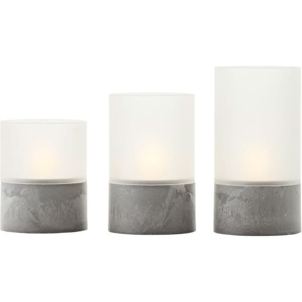 Lot 3 BRILLIANT CANDLE LED-bordslampor - 2500K - Plast och glas - Grå och mattvit