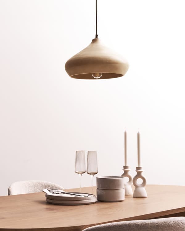 Pendellampe Lysebrun Mangotre Rund lampeskjerm ø 33 cm Moderne design Belysning Dekor Hengelampe