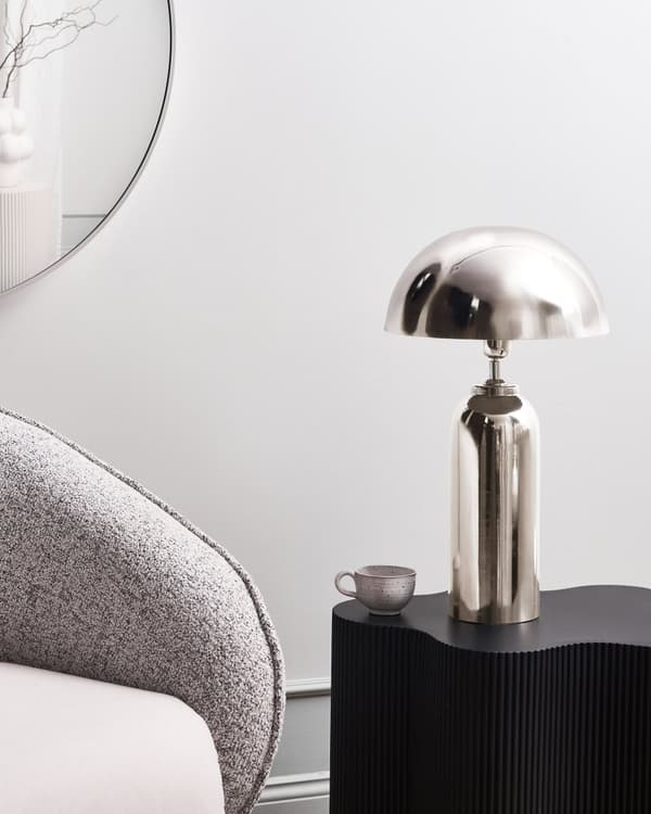 Bordlampe Sølv Jern Metallfot 55 cm Enkeltlys Moderne Design Boligtilbehør Stue