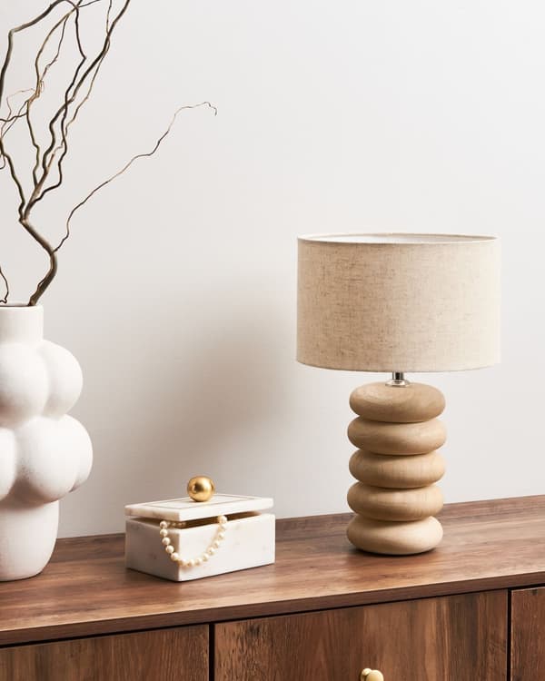 Bordlampe Lysebrun Beige Mangotre Lin Bomull 41 cm 1 lyskilde Moderne design Belysning Dekor