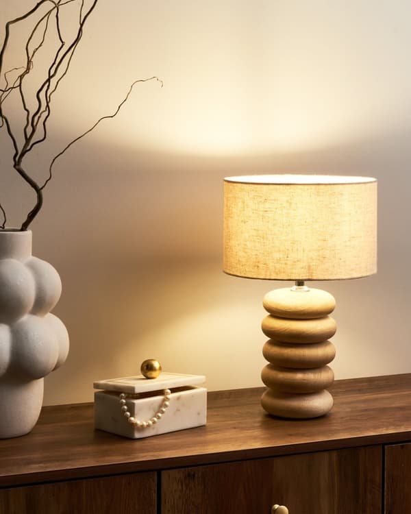 Bordlampe Lysebrun Beige Mangotre Lin Bomull 41 cm 1 lyskilde Moderne design Belysning Dekor