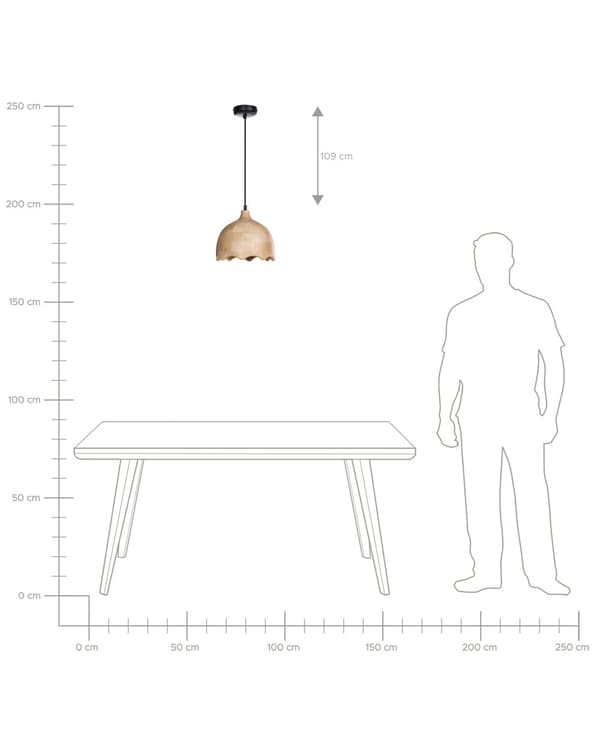 Pendellampe Lysebrun Mangotre Rund lampeskjerm ø 24 cm Moderne design Belysning Dekor Hengelampe