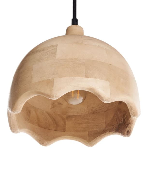 Pendellampe Lysebrun Mangotre Rund lampeskjerm ø 24 cm Moderne design Belysning Dekor Hengelampe