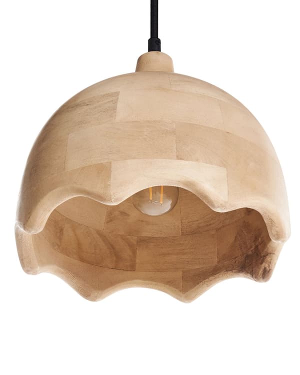 Pendellampe Lysebrun Mangotre Rund lampeskjerm ø 24 cm Moderne design Belysning Dekor Hengelampe