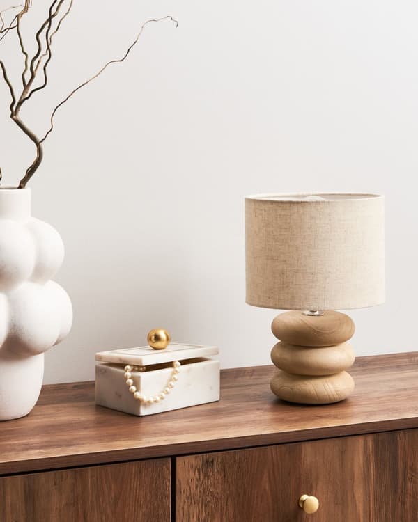 Bordlampe Lysebrun Beige Mangotre Lin Bomull 30 cm 1 lyskilde Moderne design Belysning Dekor
