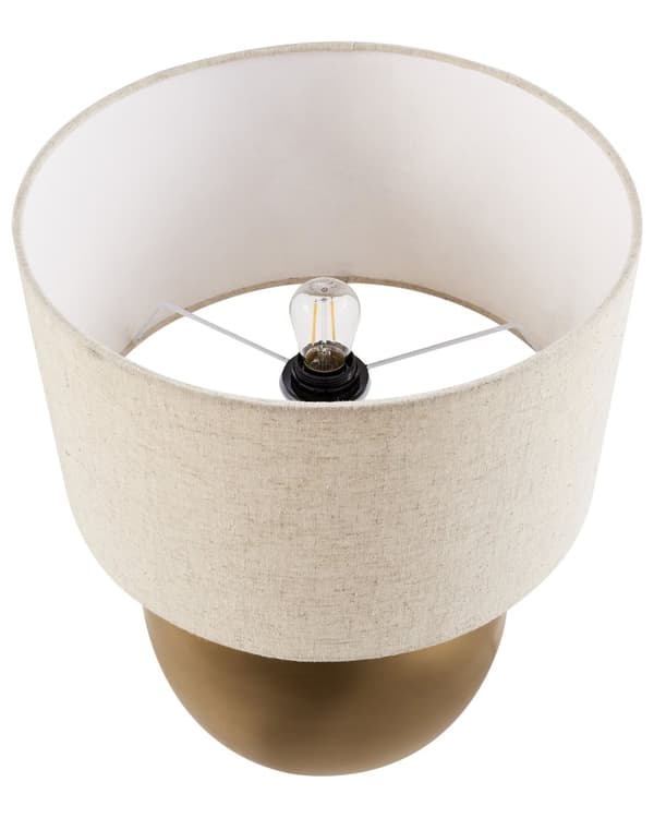 Bordlampe Messing og Beige Lin Bomullsskjerm Jern Metall Base 54 cm Enkelt Lys Moderne Design Hjemmetilbehør Stue