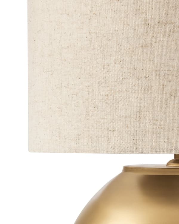 Bordlampe Messing og Beige Lin Bomullsskjerm Jern Metall Base 54 cm Enkelt Lys Moderne Design Hjemmetilbehør Stue