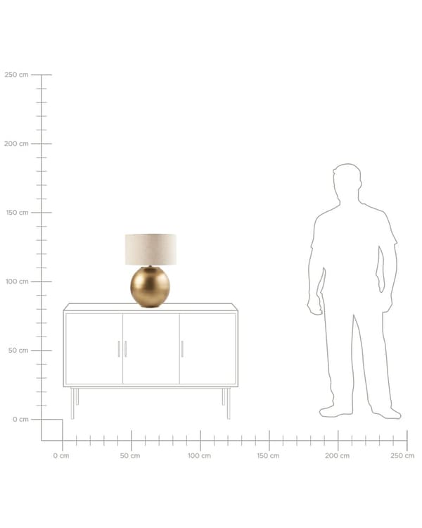 Bordlampe Messing og Beige Lin Bomullsskjerm Jern Metall Base 54 cm Enkelt Lys Moderne Design Hjemmetilbehør Stue