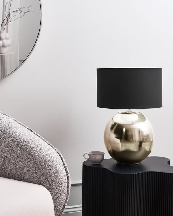 Bordlampe Sølv og Beige Lin Bomullsskjerm Jern Metallfot 54 cm Enkelt Lys Moderne Design Boligtilbehør Stue