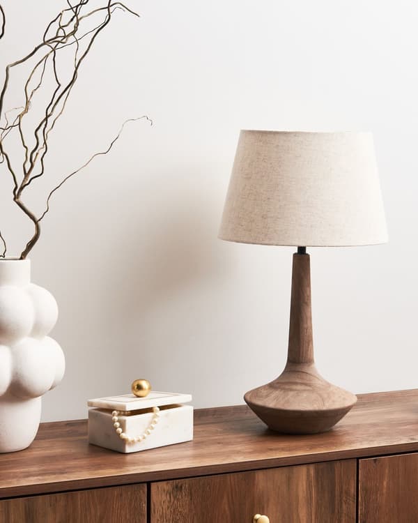 Bordlampe Mørkebrun Beige Mangotre Lin Bomull 54 cm 1 lyskilde Håndlaget Moderne design Belysning Dekor