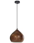 Miniatyrbilde 5 av 11: Pendellampe i Mørkebrunt Mangotre med Rund Skjerm Hengende Taklampe