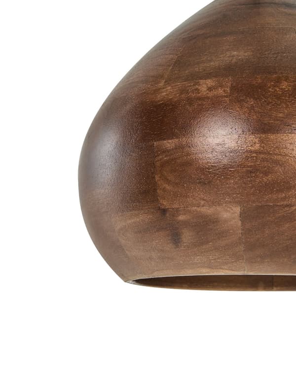 Pendellampe i Mørkebrunt Mangotre med Rund Skjerm Hengende Taklampe