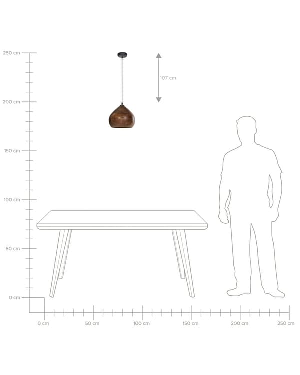 Pendellampe i Mørkebrunt Mangotre med Rund Skjerm Hengende Taklampe