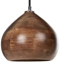 Miniatyrbilde 1 av 11: Pendellampe i Mørkebrunt Mangotre med Rund Skjerm Hengende Taklampe