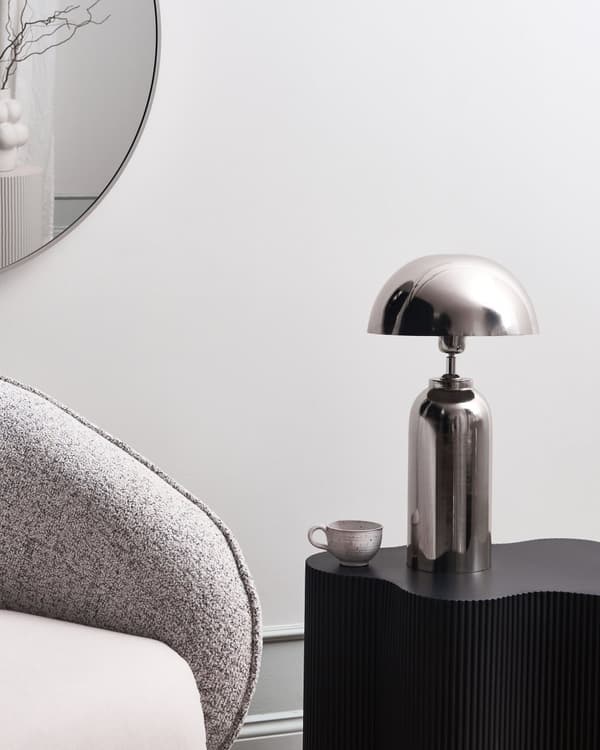 Bordlampe Sølv Jern Metallfot 47 cm Enkeltlys Moderne Design Boligtilbehør Stue