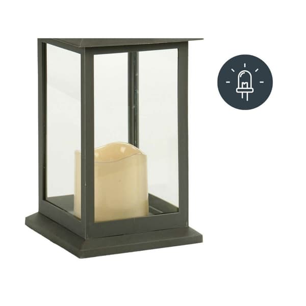 LED-lykta Vit Svart Glas Plast 13,5 x 34,5 x 13,5 cm (12 antal)