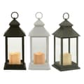 Miniatyrbild 2 av 3: LED-lykta Vit Svart Glas Plast 13,5 x 34,5 x 13,5 cm (12 antal)