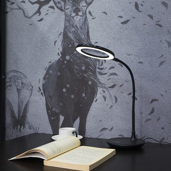 INF Vit Bokklämma Lampa: LED Läslampa med Förstoringsglas Svart