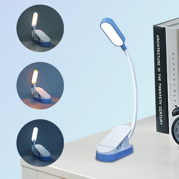 INF Svart Boklampe - LED Clip-on Leselampe for Studenter Hvit
