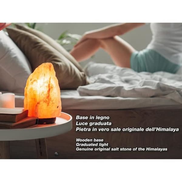 BEPER P201UTP100 Himalayasaltlampa - Unik Handgjord med Bas i Rödrosa Trä