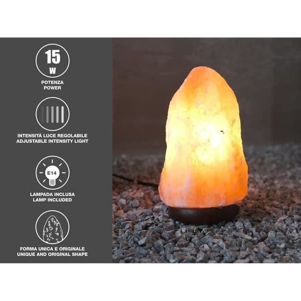 BEPER P201UTP100 Himalayasaltlampa - Unik Handgjord med Bas i Rödrosa Trä