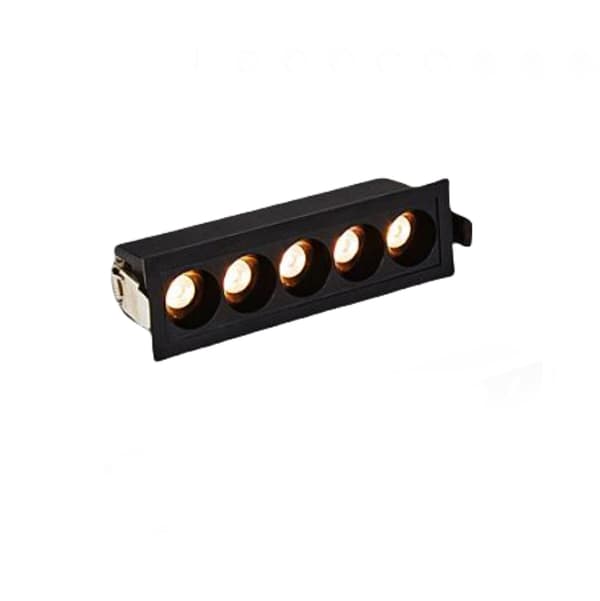 Lang Strip Spotlight 5 Hoveder Indlejret Lineær Fuldt Spektrum Rektangulær Mørk Mount Blændfri 10/15 Perler Philips Gitter Lys Sort 4000K