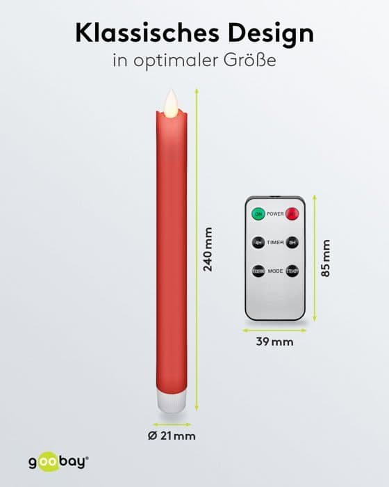 Goobay - 53943 - Set med 5 LED-ljus med timerfunktion med fjärrkontroll Varmt ljus Röd