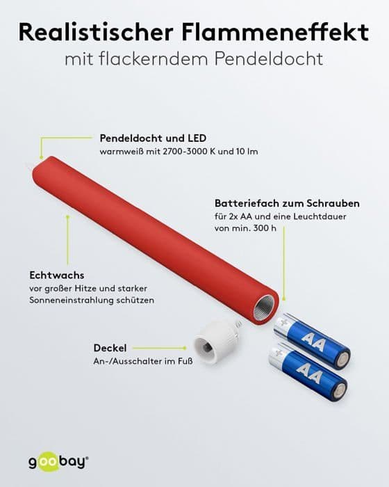 Goobay - 53943 - Set med 5 LED-ljus med timerfunktion med fjärrkontroll Varmt ljus Röd