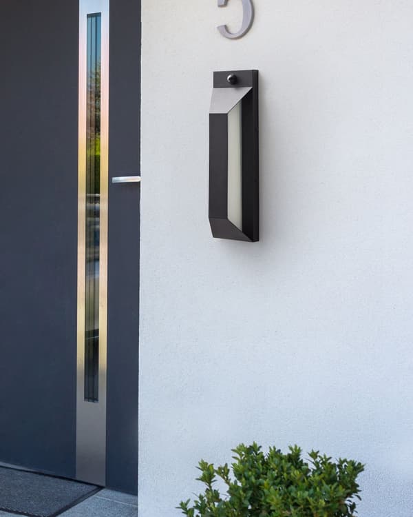 Utendørs LED-vegglampe Svart Lampe Metall Jern Glass Matte med Bevegelsessensor Moderne Design Terrasse Hage