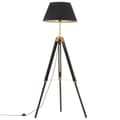 Miniatyrbild 2 av 2: Golvlampa svart och guld massivt teakträ 141 cm