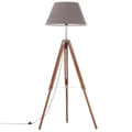 Miniatyrbild 2 av 2: Golvlampa honungsbrun och grå massivt teakträ 141 cm
