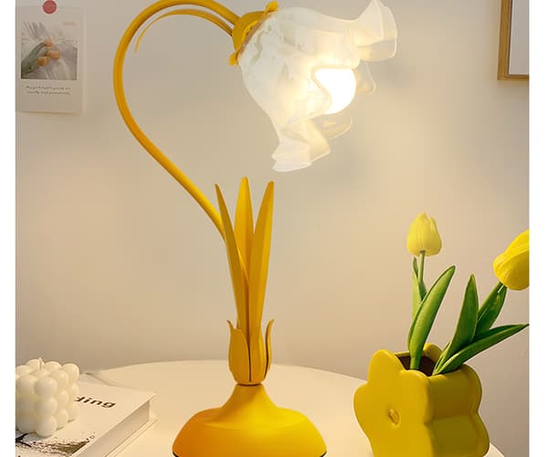 Bordlampe Soveværelse Sengelampe Lys Luksus Liljekonval Blomst Atmosfære Lampe Natlampe