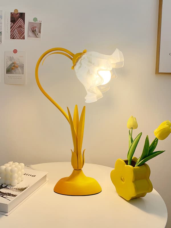 Bordlampe Soveværelse Sengelampe Lys Luksus Liljekonval Blomst Atmosfære Lampe Natlampe