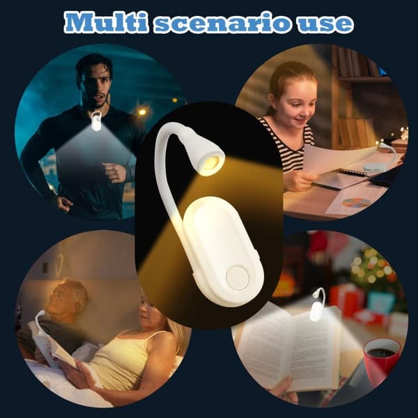 Bomclap LED Läslampa - 3 Färgtemperaturer & 360° Justerbar Klämfast Lampa för Bok & Resa