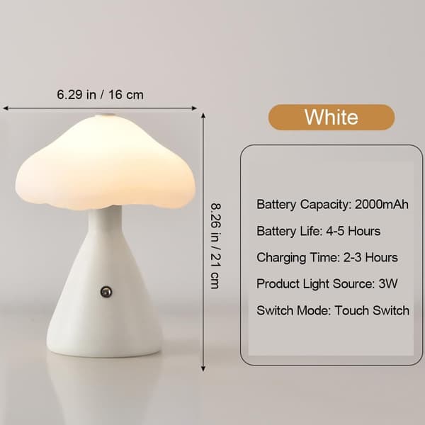 Bomclap Modern Svamp Lamp – 3 Färger Stepless Touchdimmad Sängsidos Nattslampa – Mycket Söt Dekor för Sovrum, Skrivbord & Vårdrum