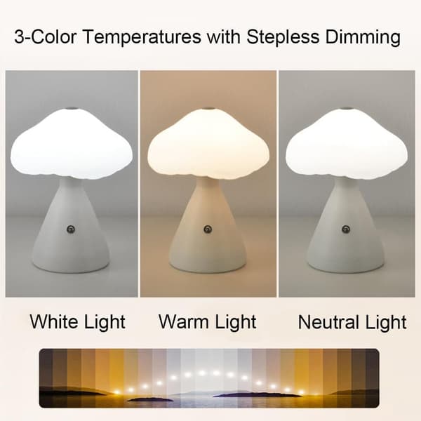 Bomclap Modern Svamp Lamp – 3 Färger Stepless Touchdimmad Sängsidos Nattslampa – Mycket Söt Dekor för Sovrum, Skrivbord & Vårdrum
