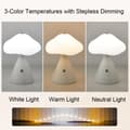 Miniatyrbild 3 av 6: Bomclap Modern Svamp Lamp – 3 Färger Stepless Touchdimmad Sängsidos Nattslampa – Mycket Söt Dekor för Sovrum, Skrivbord & Vårdrum