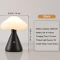 Miniatyrbild 4 av 6: Bomclap Modern Svamp Lamp – 3 Färger Stepless Touchdimmad Sängsidos Nattslampa – Mycket Söt Dekor för Sovrum, Skrivbord & Vårdrum