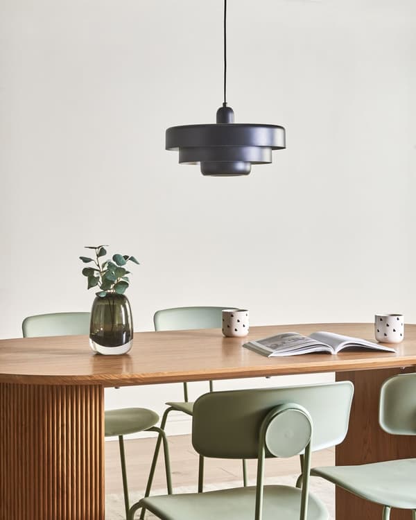 Pendellampe Svart Metall ø 33 cm Rund form Skandinavisk design Hengelampe Belysning
