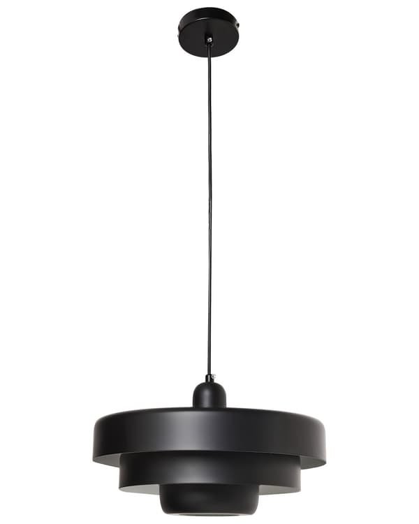 Pendellampe Svart Metall ø 33 cm Rund form Skandinavisk design Hengelampe Belysning