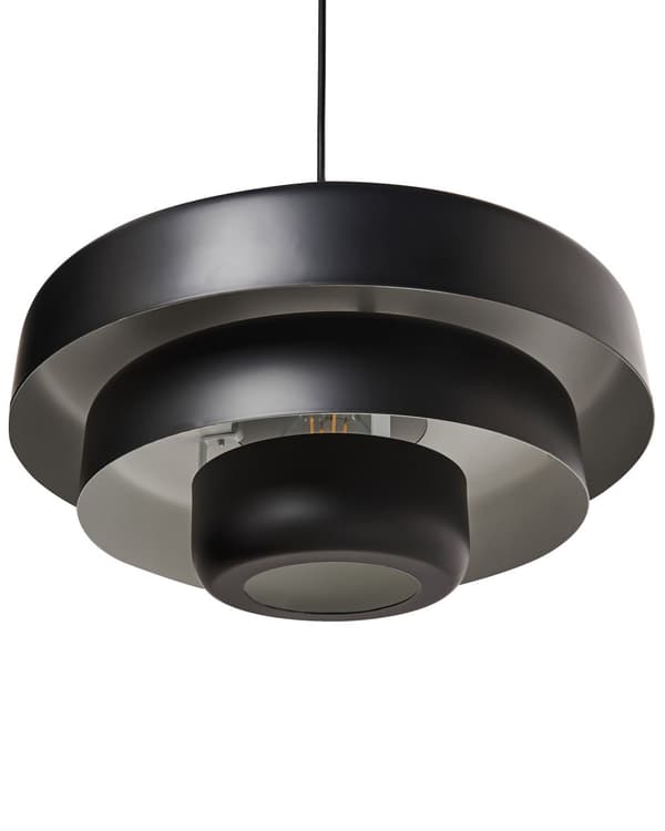 Pendellampe Svart Metall ø 33 cm Rund form Skandinavisk design Hengelampe Belysning