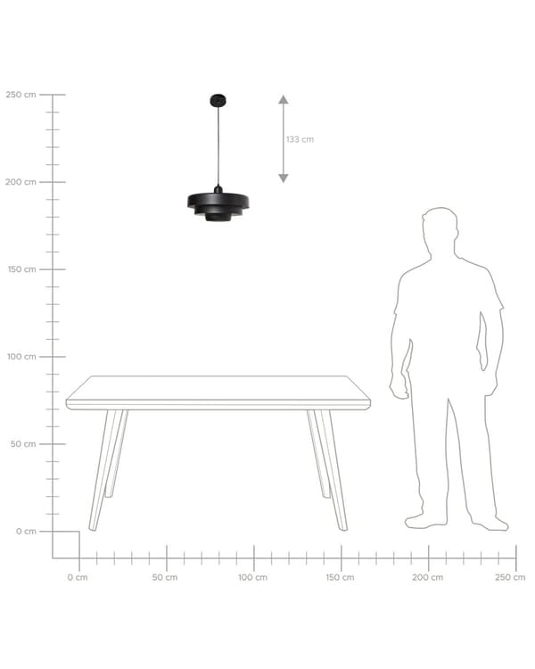 Pendellampe Svart Metall ø 33 cm Rund form Skandinavisk design Hengelampe Belysning